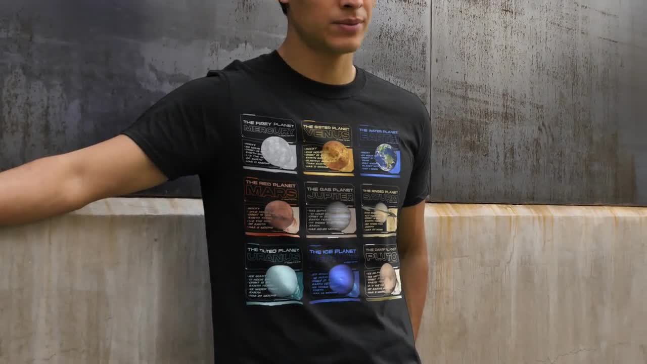 Men's Planets T Shirt Space Shirts Hipster Solar System