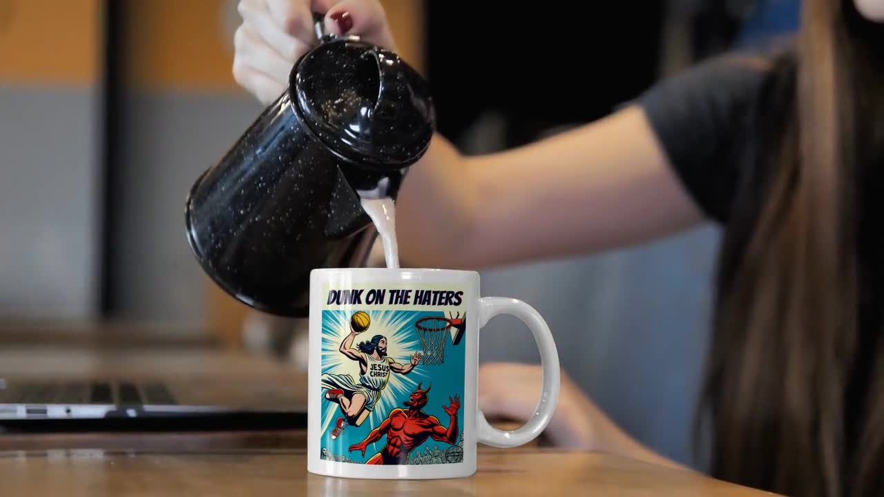 Jesus Basketball Meme Funny Ceramic Coffee Mug