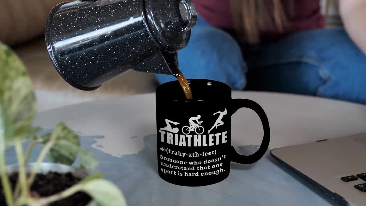"You Ran A Marathon? That’s Cute" Triathlete Mug - 11 Oz White Ceramic Funny Gift For Swimmers, Bikers & Runners