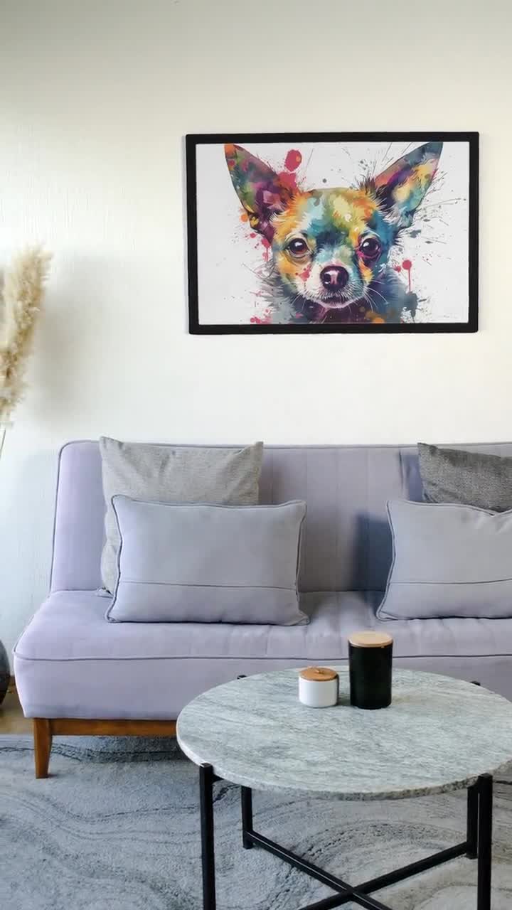 チワワの水彩画ポスタープリント | 犬好き、チワワ好きの