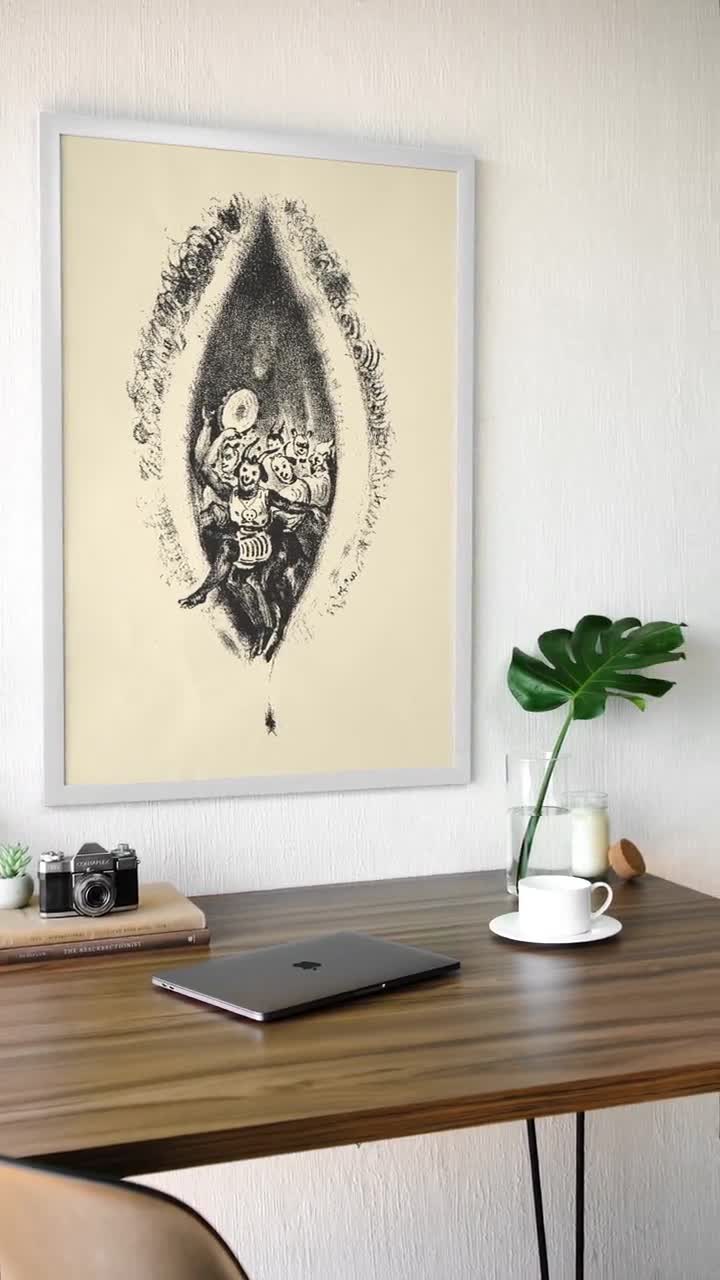 Eugène Lepoittevin Lithograph, Demonic Vulva Theatrical Wall Art