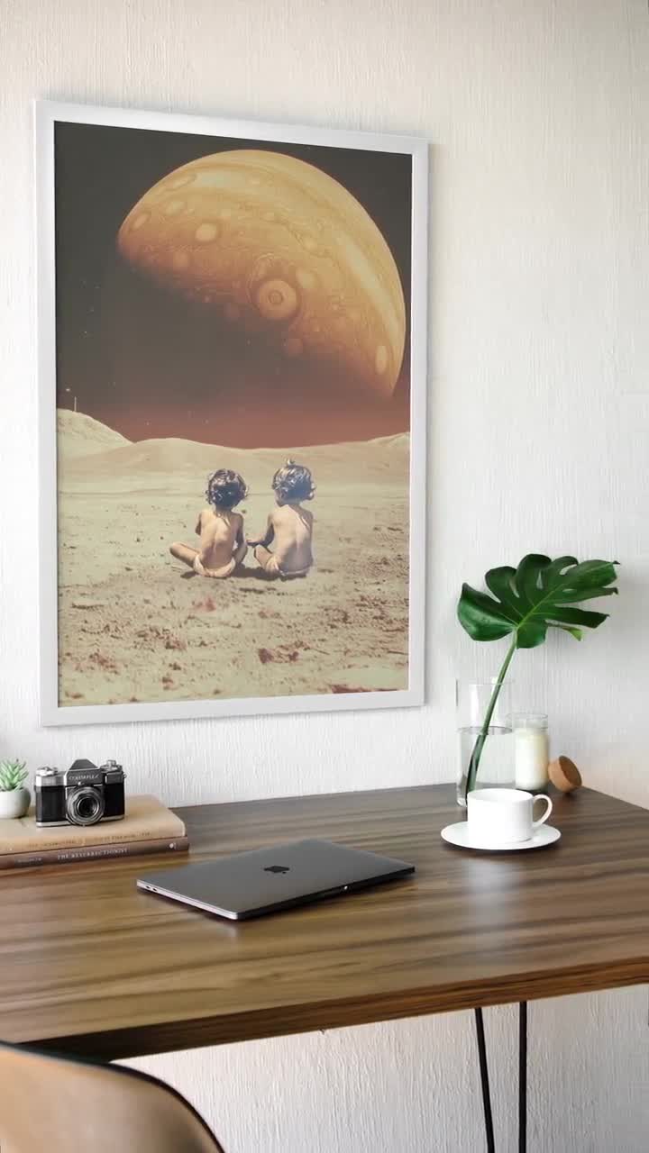 レトロSF風木星のプリント：1970年代風宇宙アート - Etsy 日本