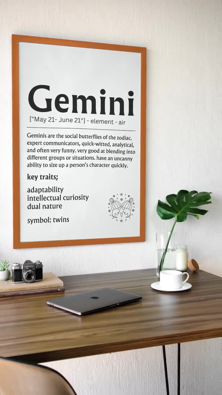 Gemini Definition Print: Zodiac Astrology Wall Art (digital