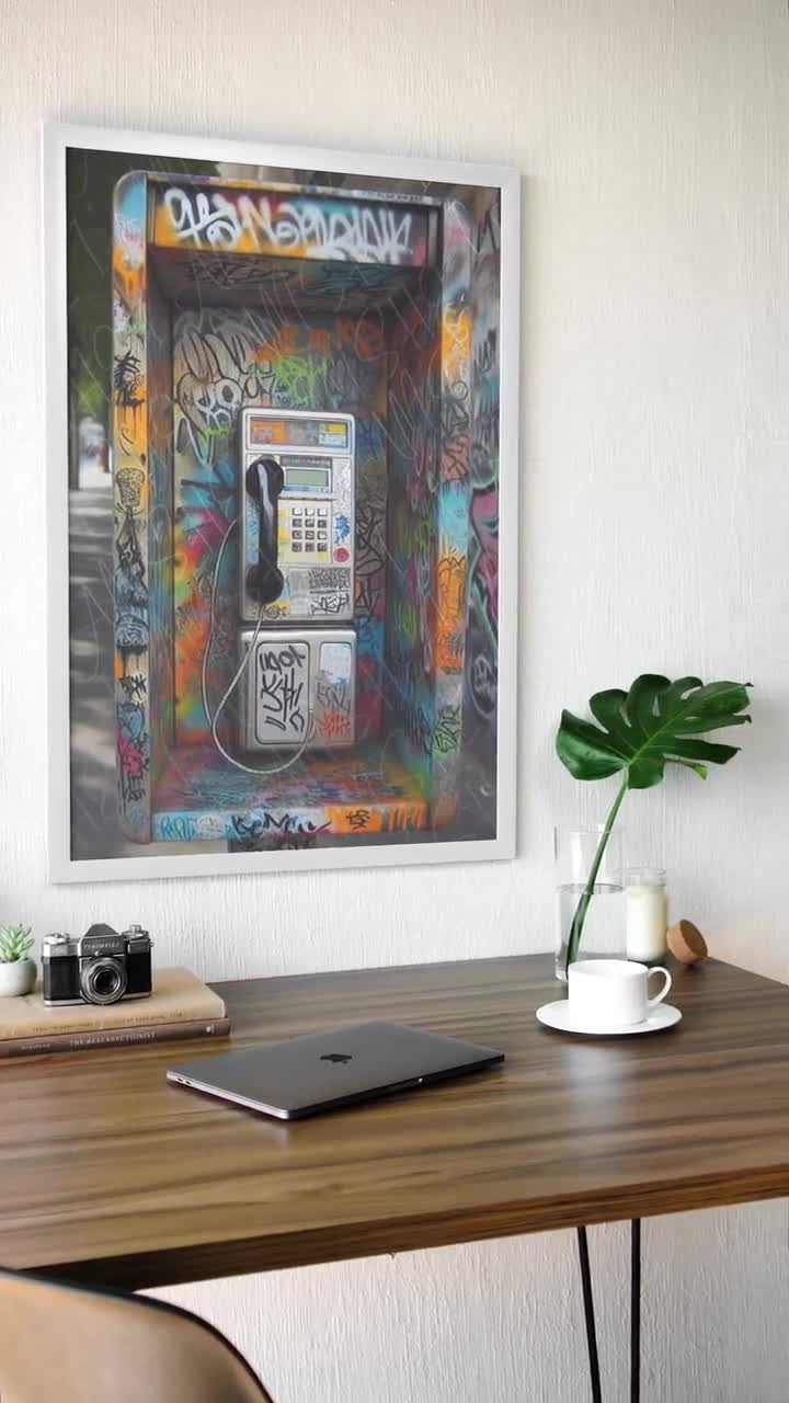 Nostalgic Urban Vibes Oldschool Payphone Digital Art - 80s