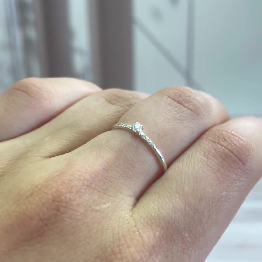 White cz ring, Promise ring for her, Elegant ring, Minimalist ring,  Engagement ring, Promise ring silver, Cz promise ring,Women promise ring