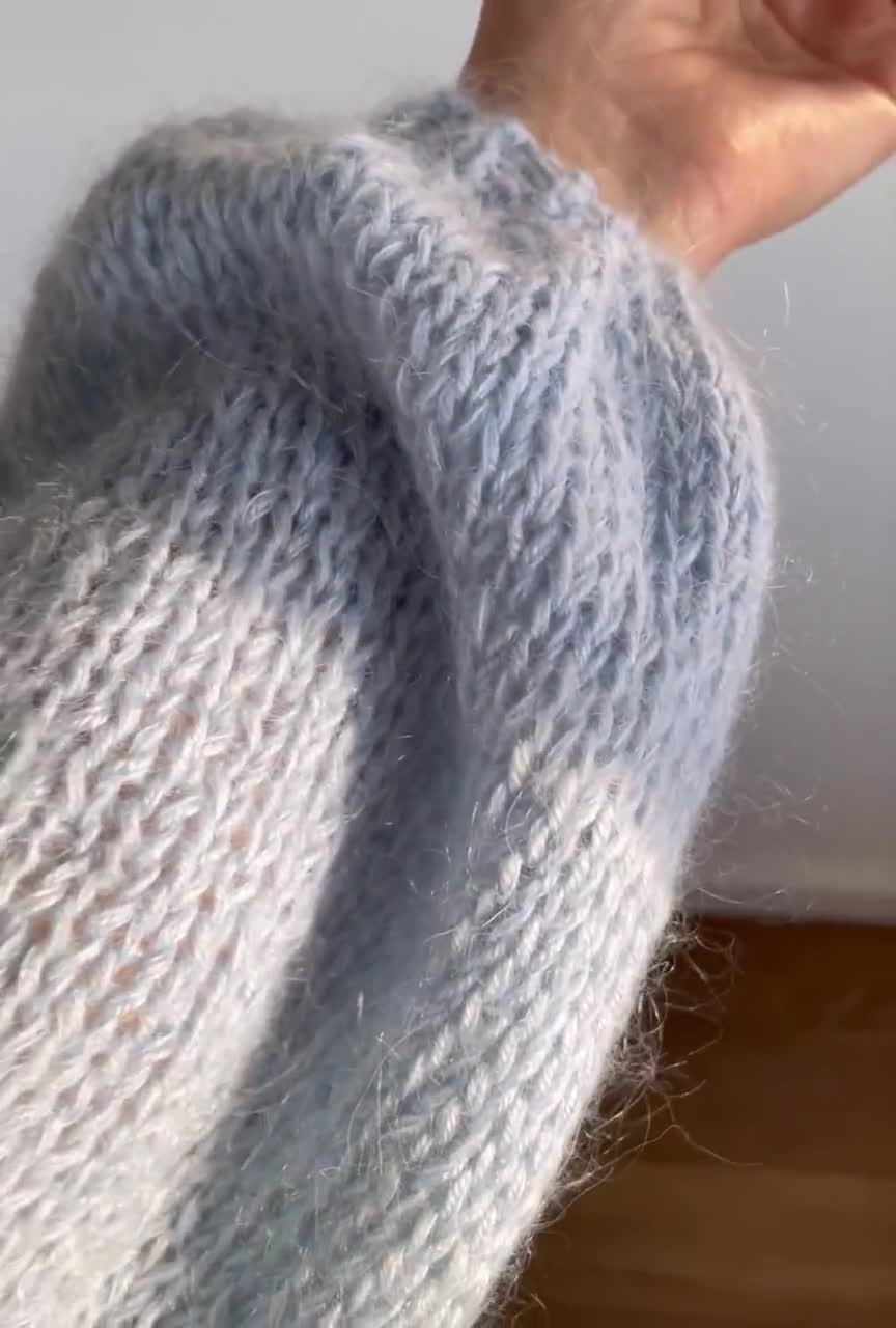 Mohair Cardigan, Light Blue Mohair Jacket, Kid Mohair