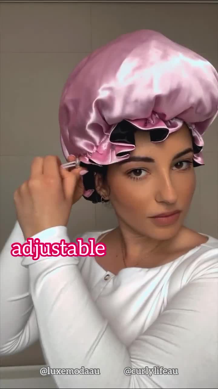 PARA CABELLO CORTO Gorro para dormir de seda vegana Ajustable, reversible y  de doble forro / Gorro