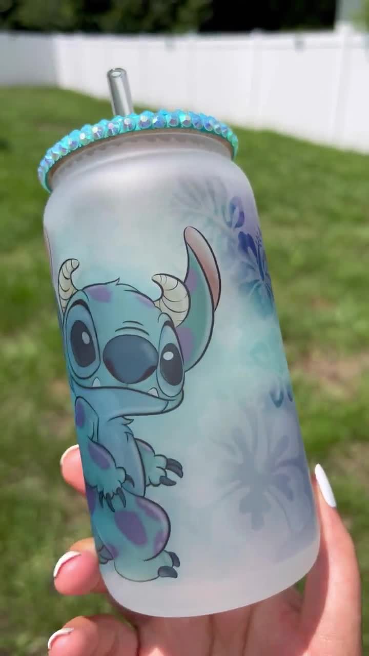 Sully Stitch 16 Oz Frosted Can Glass Cup, Stitch Cups, Disney