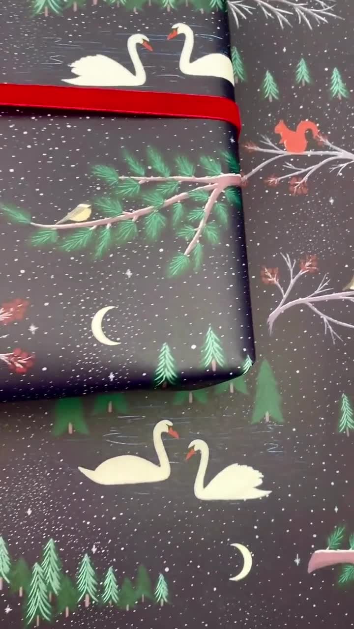 Reindeer and Christmas Tree Recyclable Wrapping Paper Set Eco Friendly Gift  Wrap & Tags 