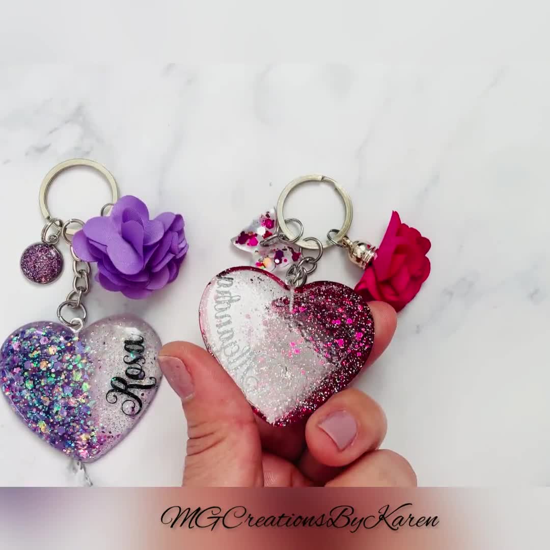 Uniquely You Custom Products Sequin Filled Monogram Keychain