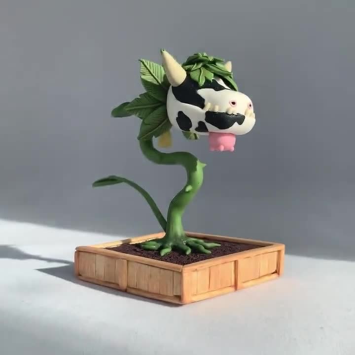 The Sims Cowplant, Handmade Cowplant Sculpture, Clay Art Figure, Miniature  Decor for Simmers