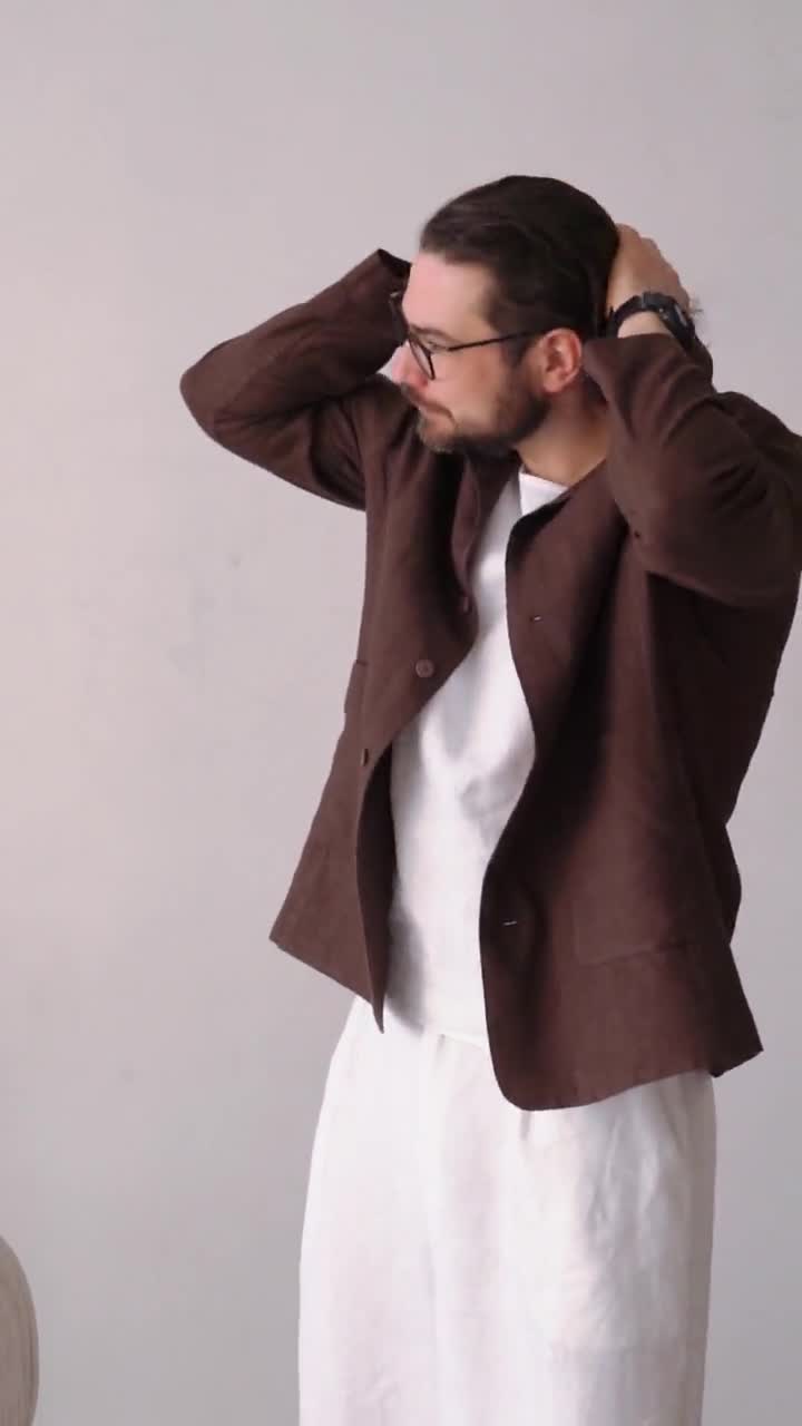 Linen Bomber Jacket for Men, Summer Cardigan, Bomber Jacket, Black