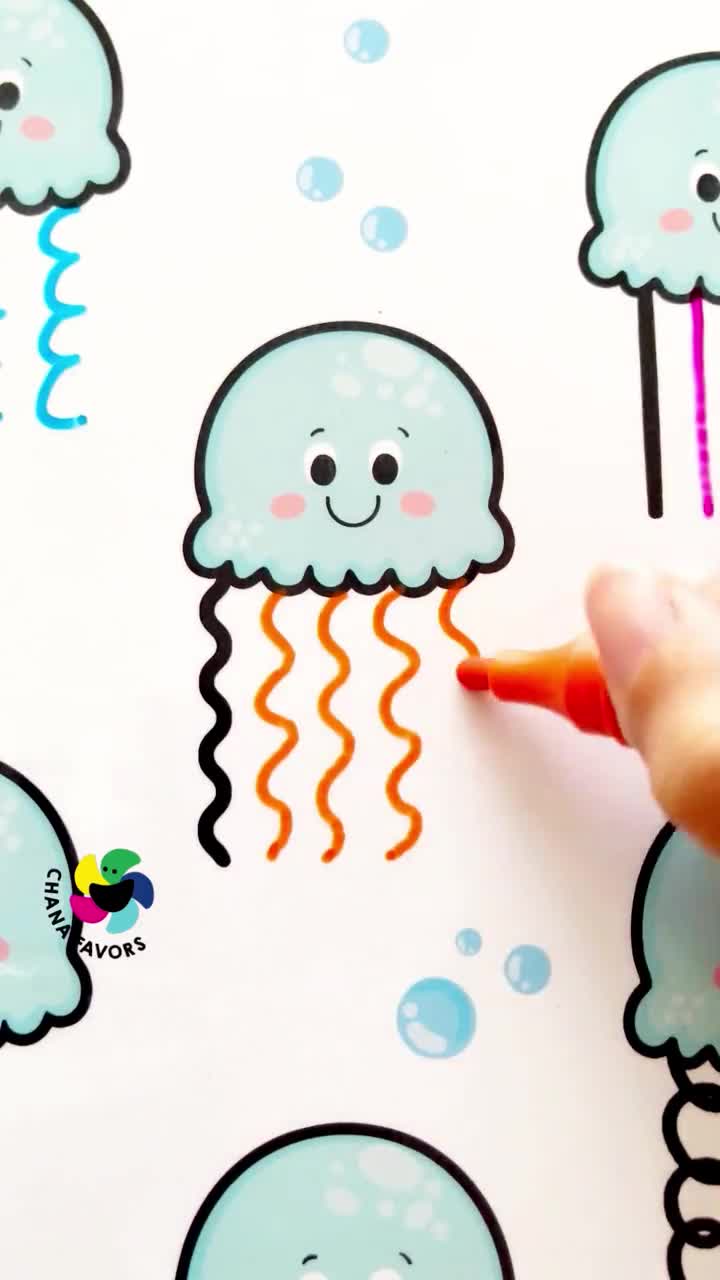 Jellyfish Drawing Tutorial - How to draw Jellyfish step by step