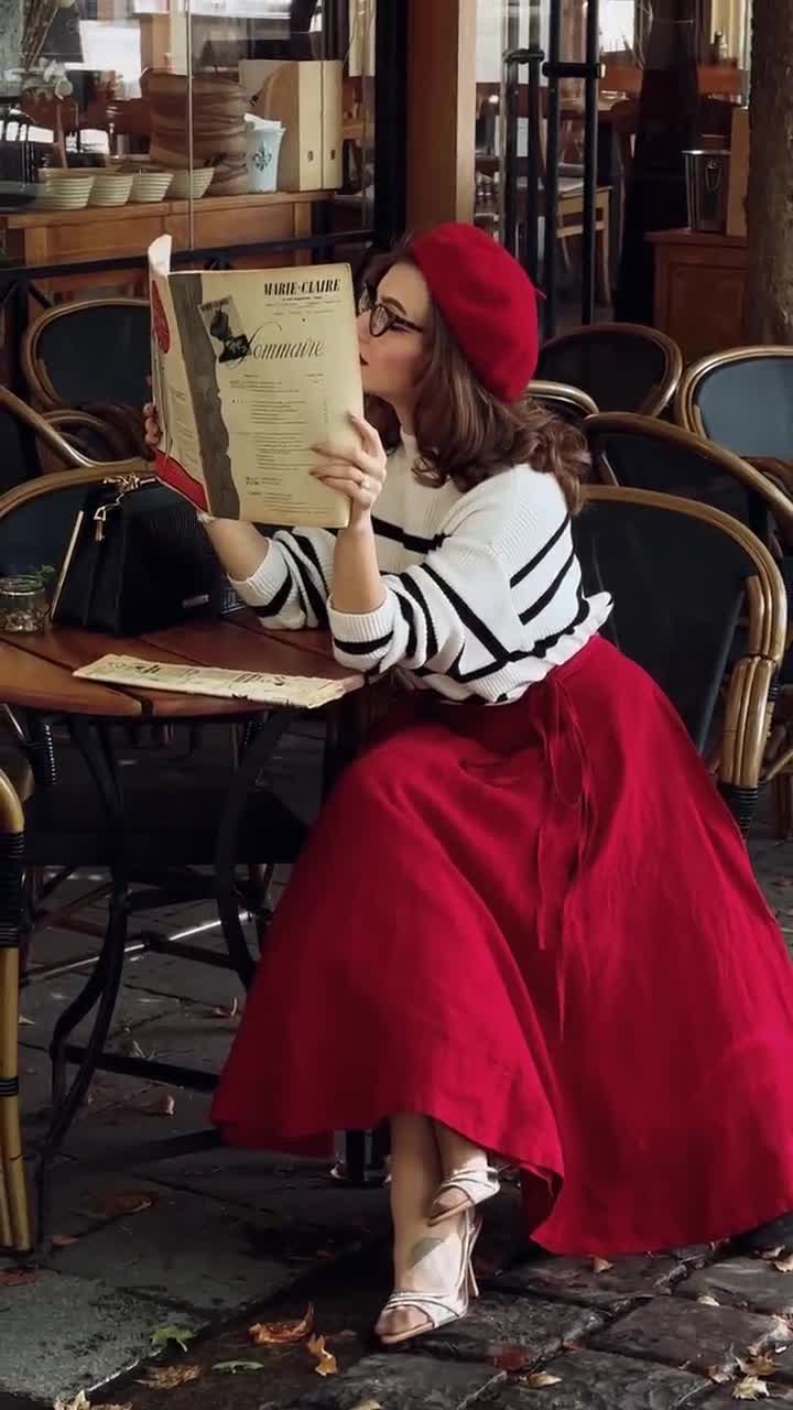 COCKTAIL WRAP SKIRT | Red Poppy Full Circle Linen Skirt