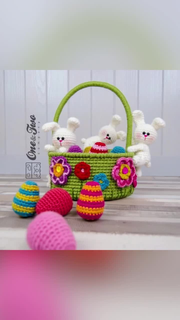 Little Bunnies Easter Basket PDF Crochet Pattern Instant Download Easter  Eggs Basket Useful Colorful 
