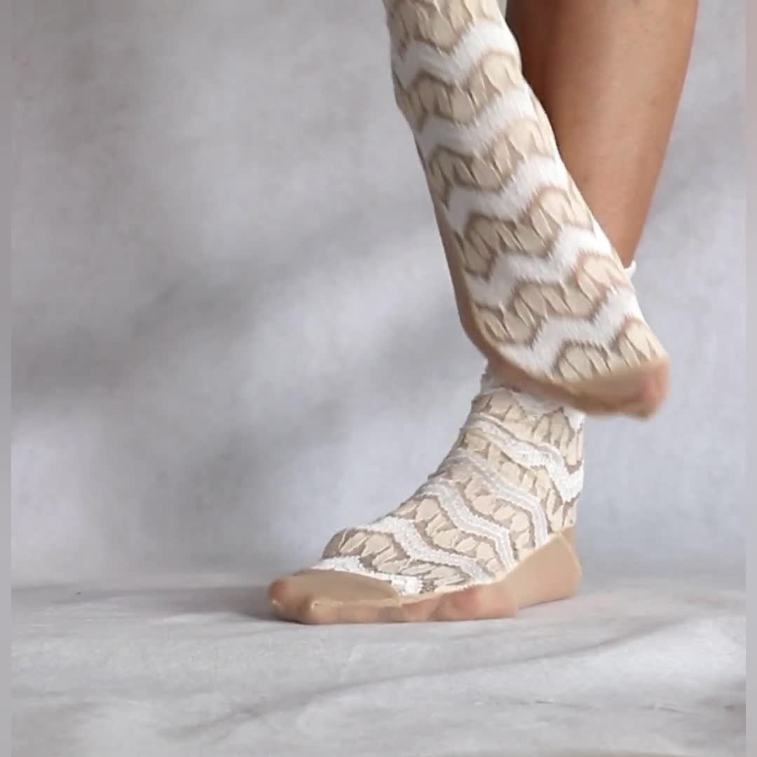 Ivory Lace and Mesh Thong Toeless Socks – Tatiana's Threads