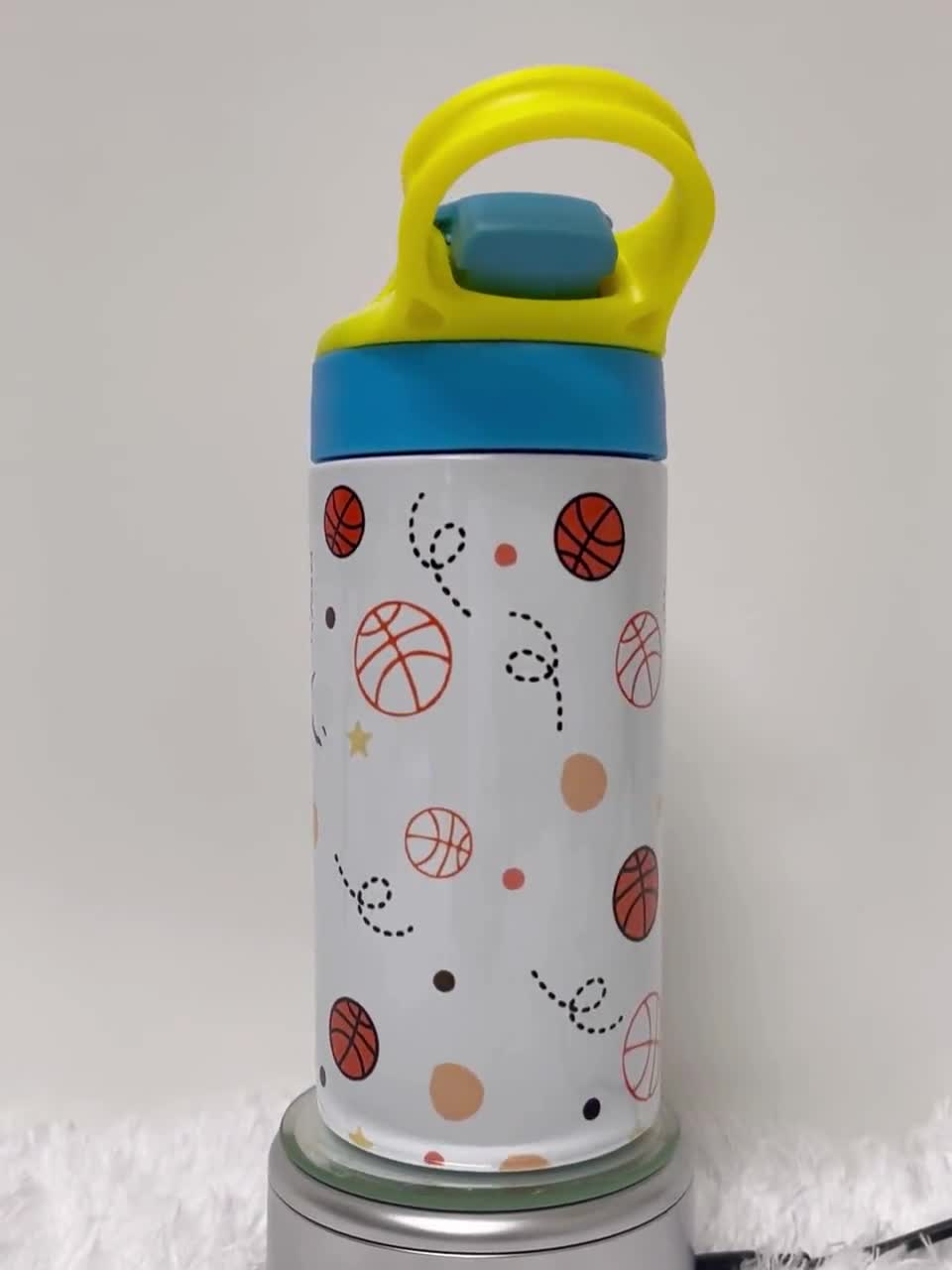 Basketball Personalized 12 20 30oz Water Bottle Straw Lid Tumbler