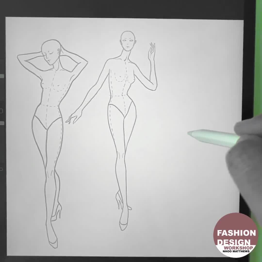 Fashion Croquis drawing Step by Step | Runway Pose | Fashion Illustration -  YouTube