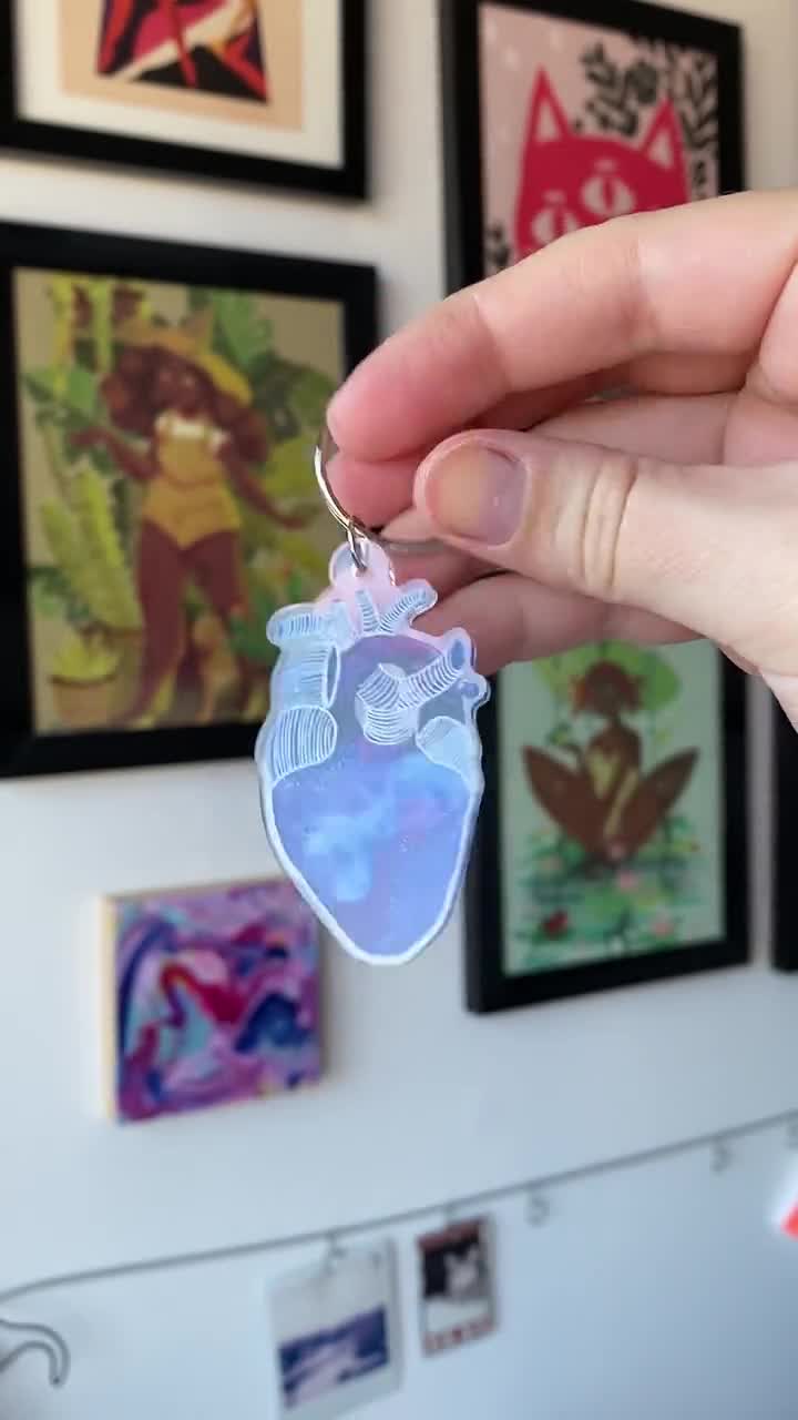 Galaxy Heart Acrylic Keychain | Watercolor Illustration