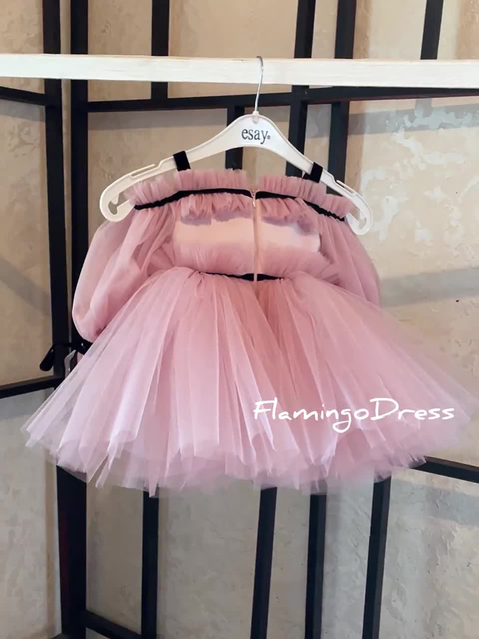 女の子のベビードレス、特別な機会、1歳の誕生日ドレス、パフスリーブ