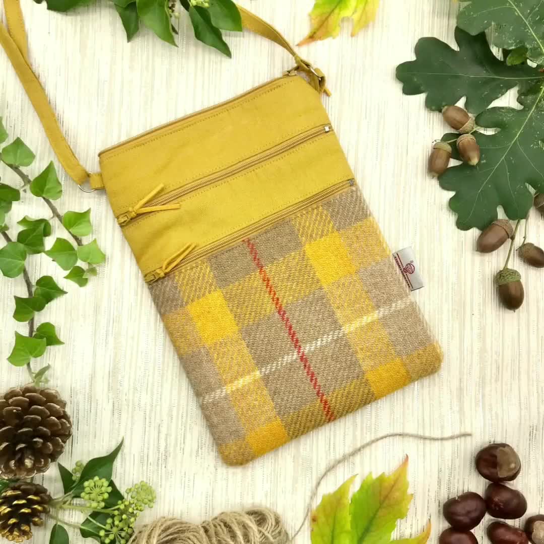 Borsa A Tracolla Piccola In Harris Tweed Originale Scozia – Terrapin Trading CB3014, Multicolore, Saffon