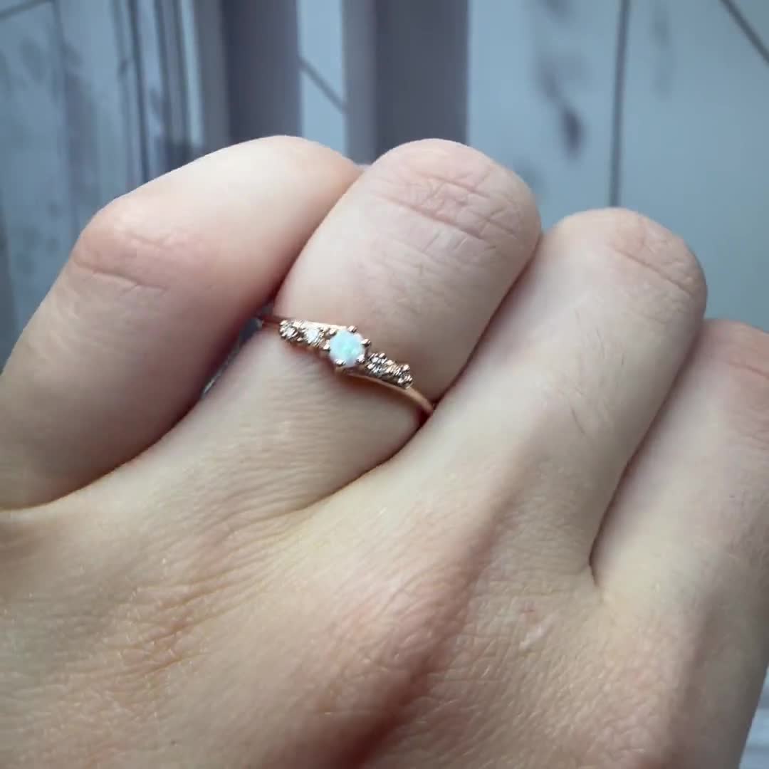 opal ring minimalist engagement ring