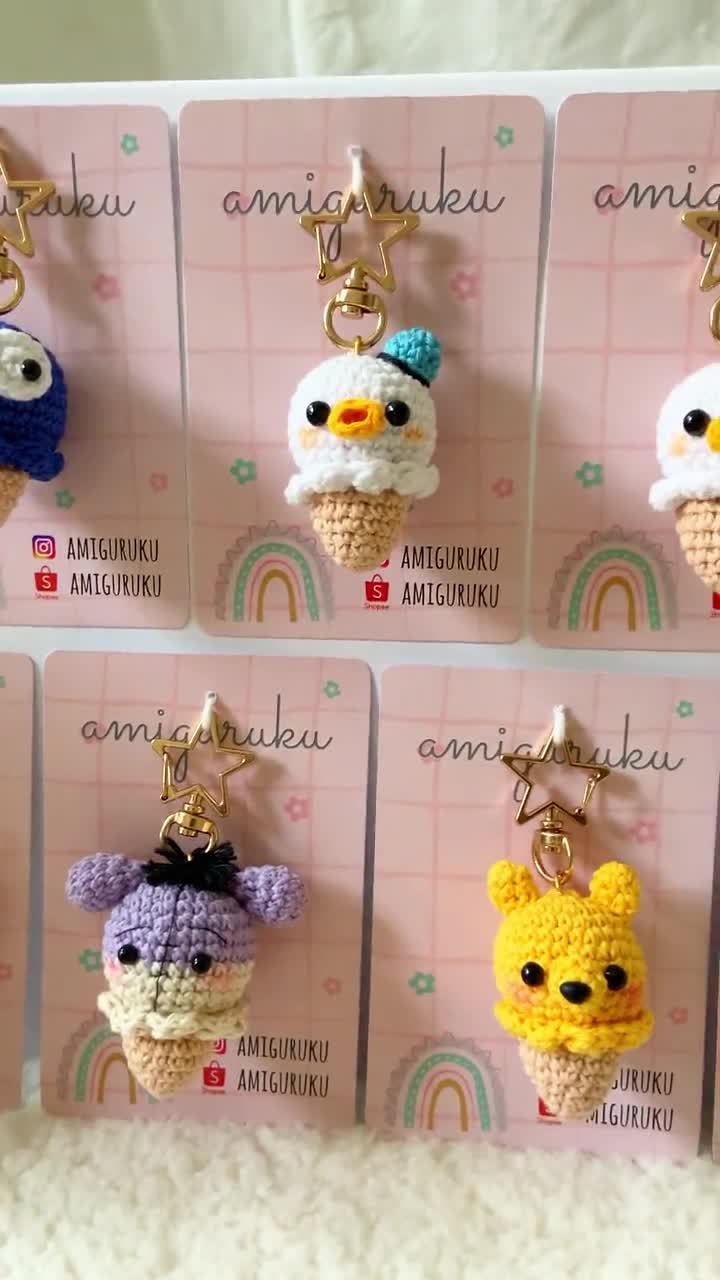 Amigurumi Crochet Keychain Cute Ice Cream Character (Actual Keychains)