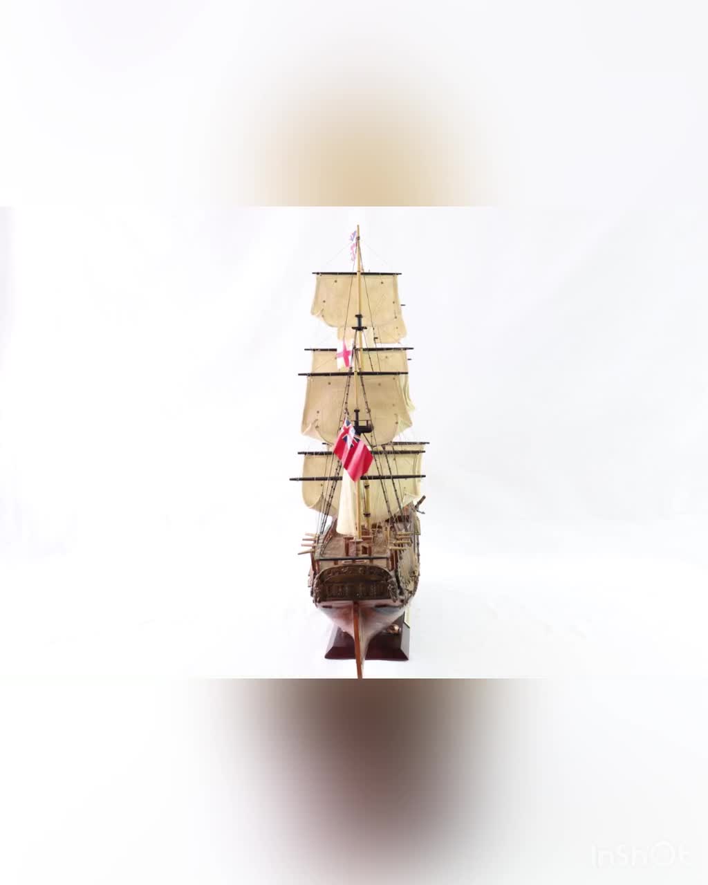 HMS Endeavour Ship Model, Handmade Ship Model, Vintage Ship