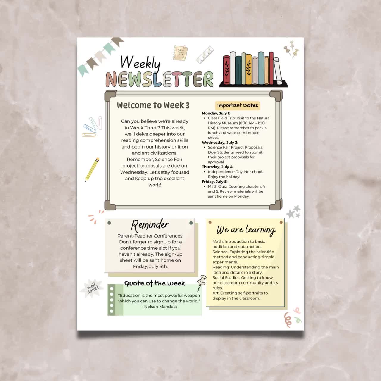 Physical Education Newsletter Template Free, Custom Printable