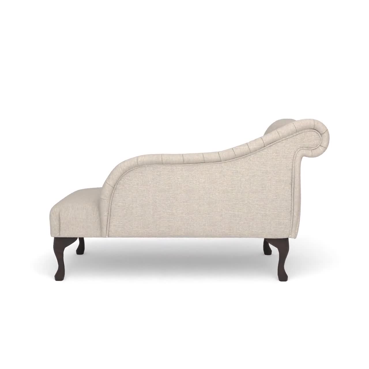 Chaise Longue In Velluto Beige Stile Chesterfield Con Bottoni E Gambe In Legno – Eleganza E Comfort Per Il Soggiorno