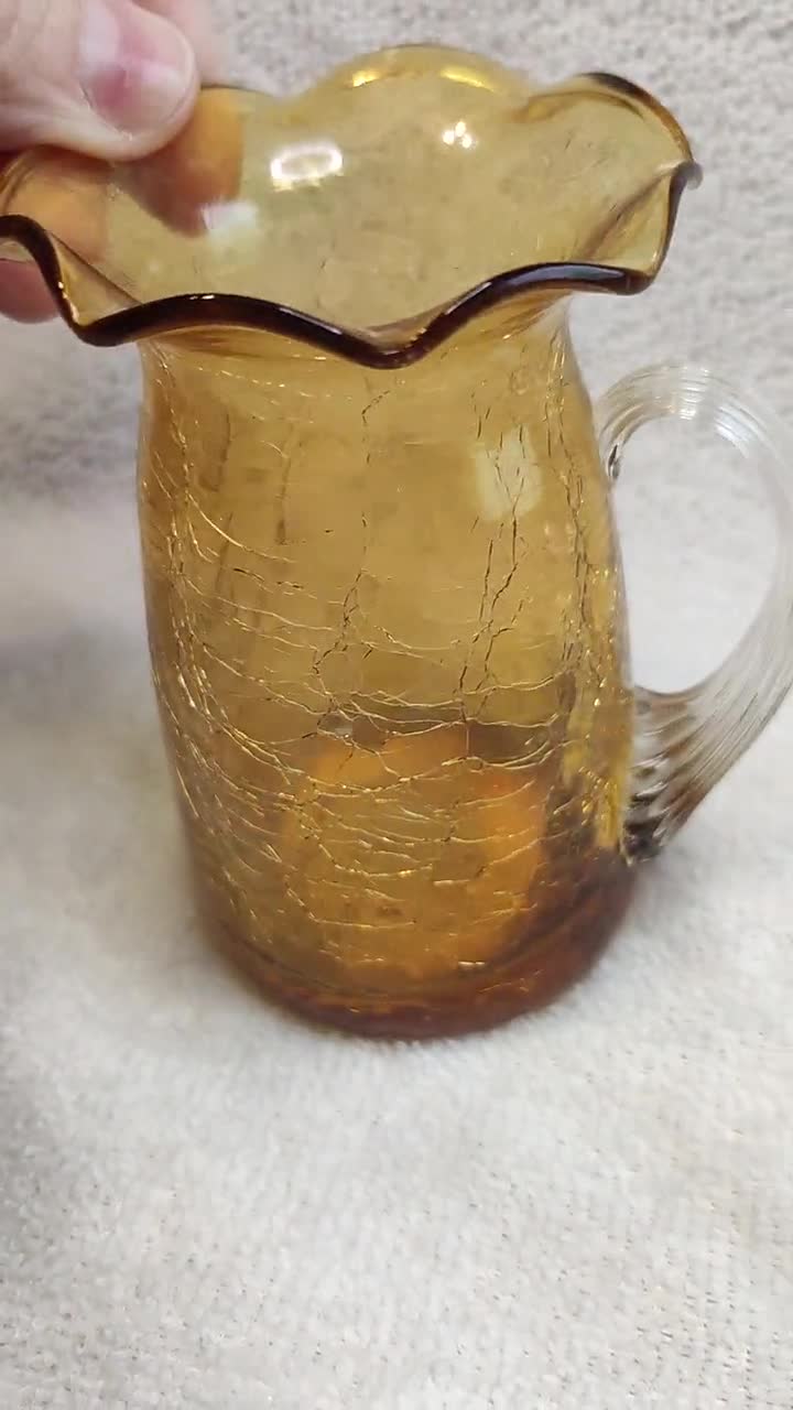 Vintage Amber Crackle Glass Miniature Pitcher Hand Blown – Attic and Barn  Treasures