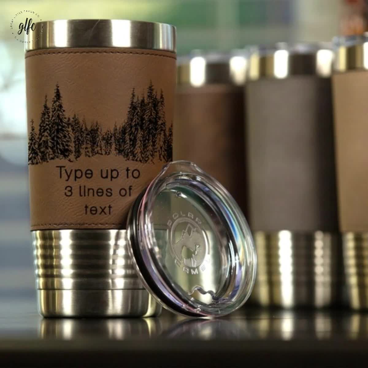 Custom Leather Tumbler, Personalized Tumbler, Engraved 20 Oz