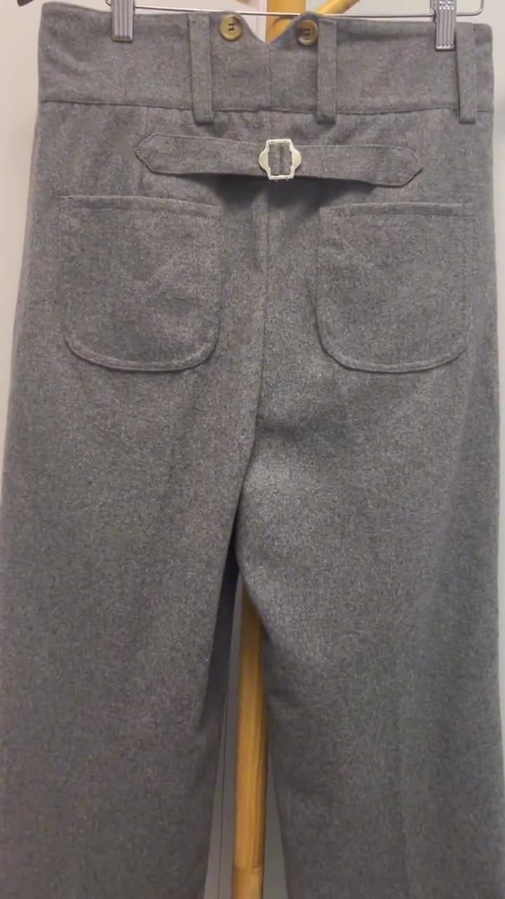 1930s Railroad Pure Wool Trousers: High Waisted Wide Leg Pants