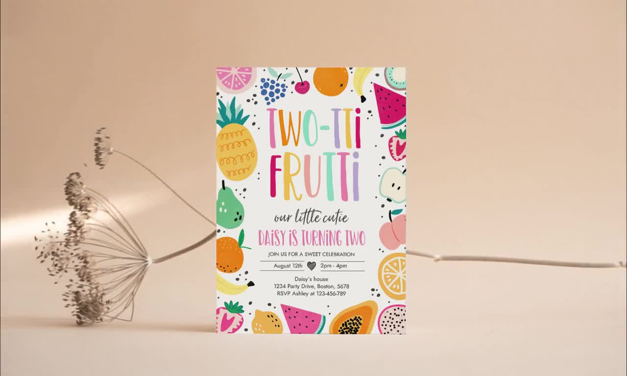 Editable Tutti Frutti Baby Shower Invitation Tutti Frutti A Little Cutie  Baby Shower Tropical Summer Fruit Baby Shower Instant Download FY 