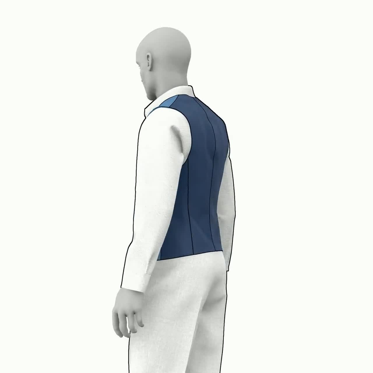 Blue Vest Tie Print Hombres 3D Impreso Verano Cuello Redondo
