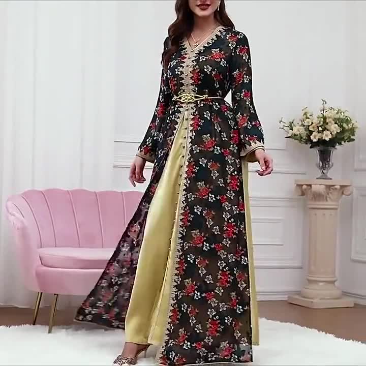 Mujer marroquí kaftan, Vestido bordado para mujeres, Cómodo vestido Abaya -   México