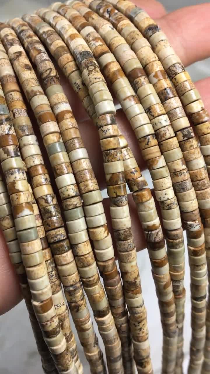 ピクチャージャスパービーズ、4mmヘイシディスクロンデルナチュラル