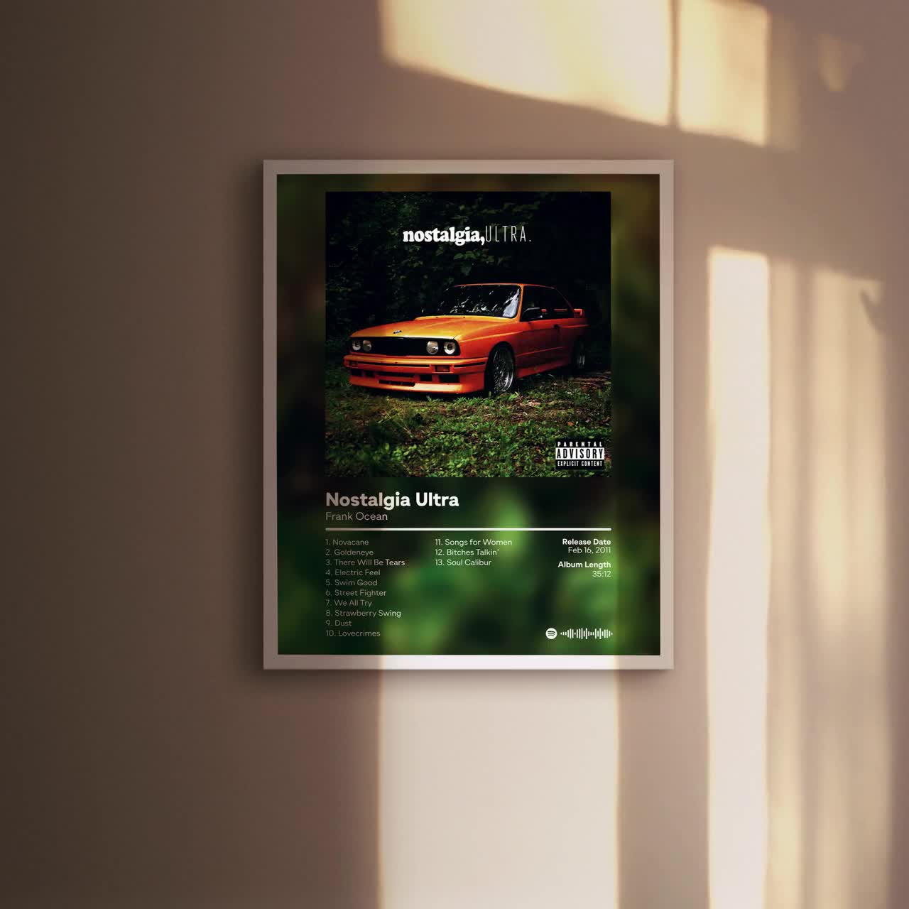 Frank Ocean - Nostalgia Ultra - Custom Album Poster - Hip