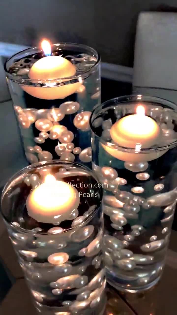 Lot de 12 bougies flottantes blanc cassé/ivoire de 3,8 cm, non parfumées. -   France