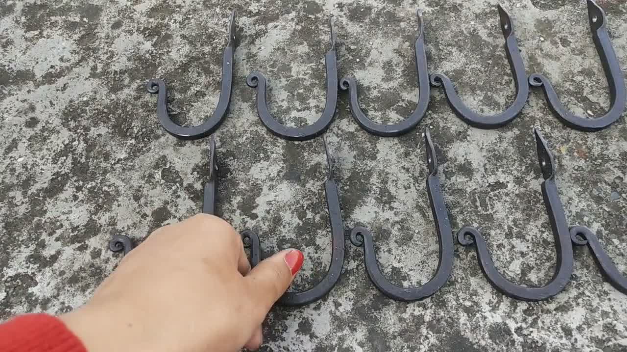 Coat Hooks, Set of 10 Hand Forged From Mild Steel. -  UK