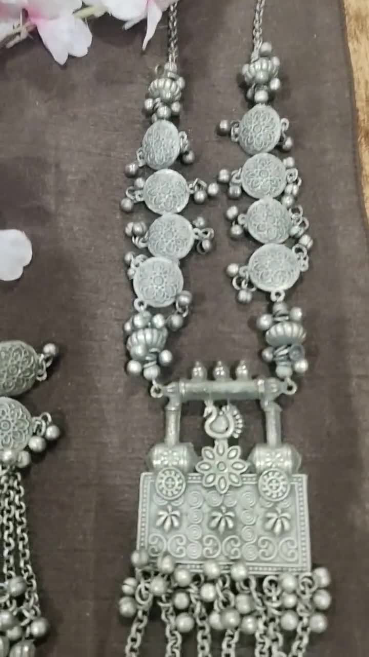 Buy Indian Long Oxidized Necklace Set/ Boho Tribal Necklace