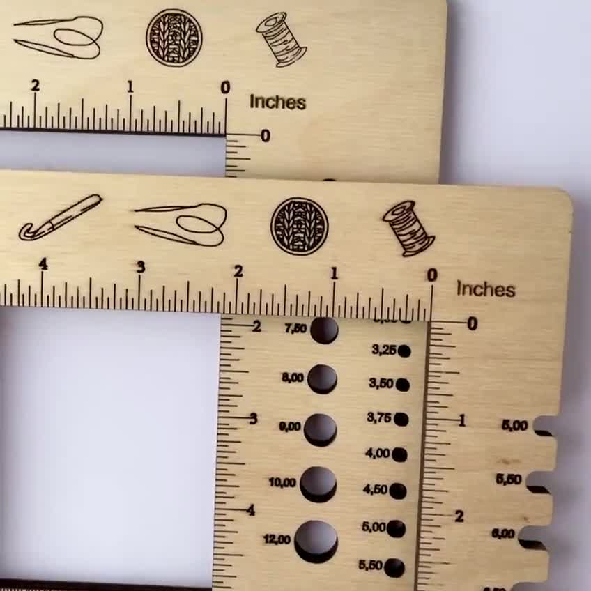Sewing & Knitting Gauge Size Measure Ruler With Sliding Adjustable Marker 