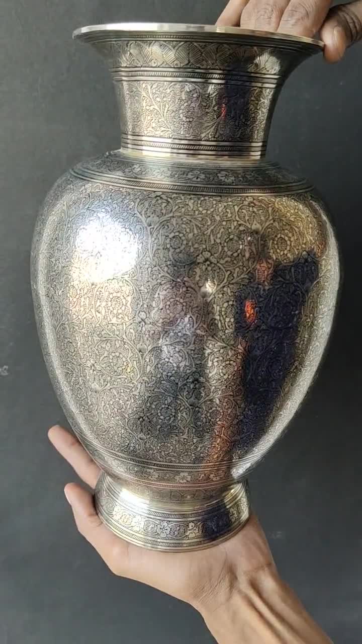 Brass Etched Vase for decor - Rani Arts & Teak – RANI ARTS & TEAK