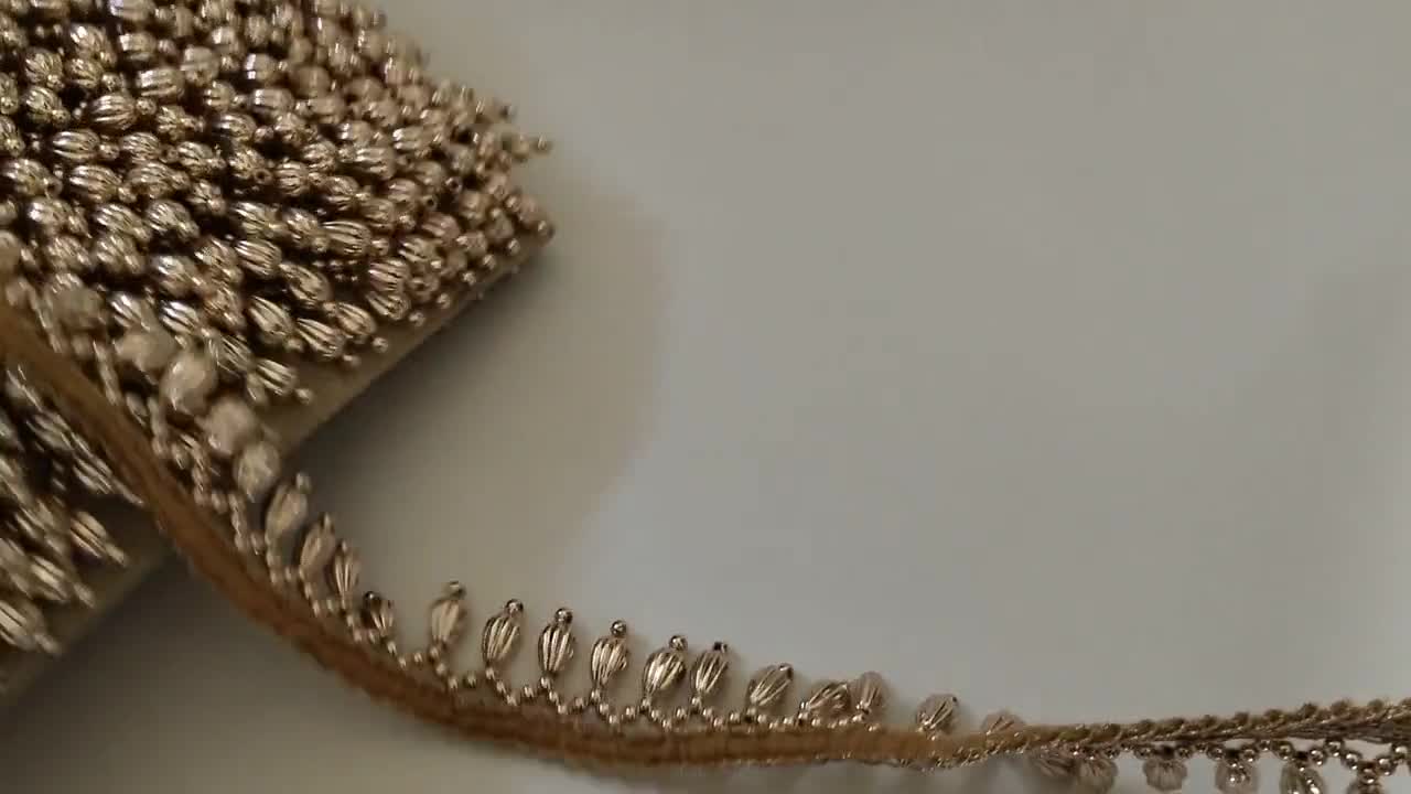 Metallic Copper Rose Gold Tassels Fringe Lace Trim With