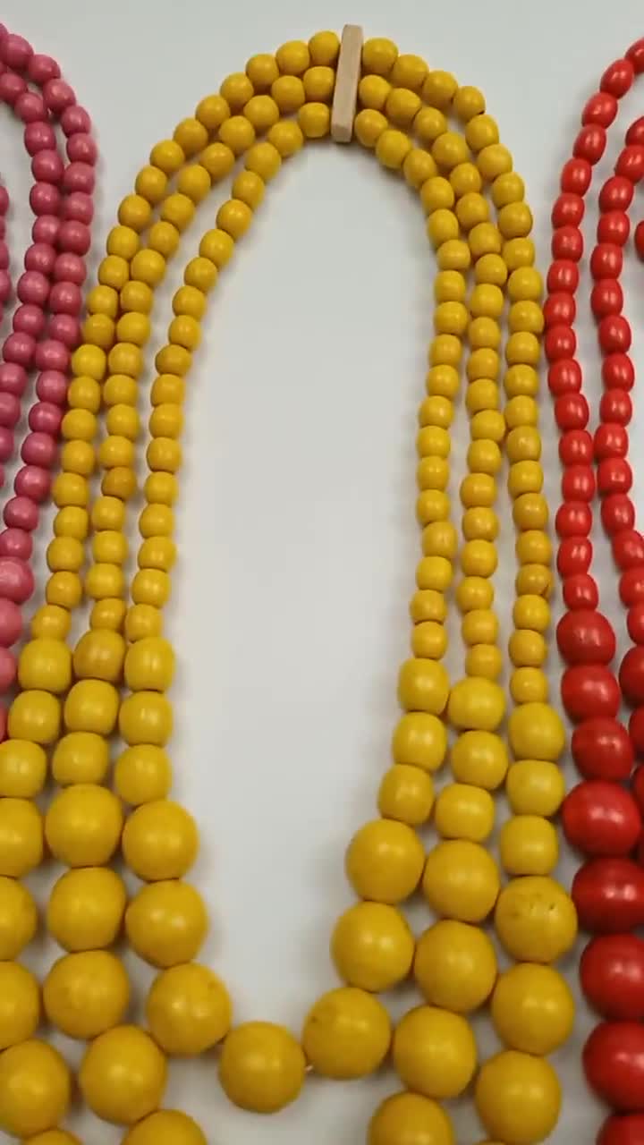 Lot Collier + Bracelet Perles De Bois Ukraine - Style Bohème - Occasion