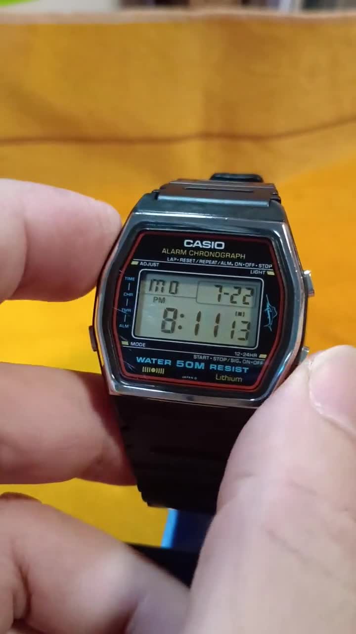 Vintage CASIO 1980 (248) Diver 50m W-23 Rare Marlin Timer Alarm Chrono  Replaced New Rubber Band (AF) Pretty Used!!