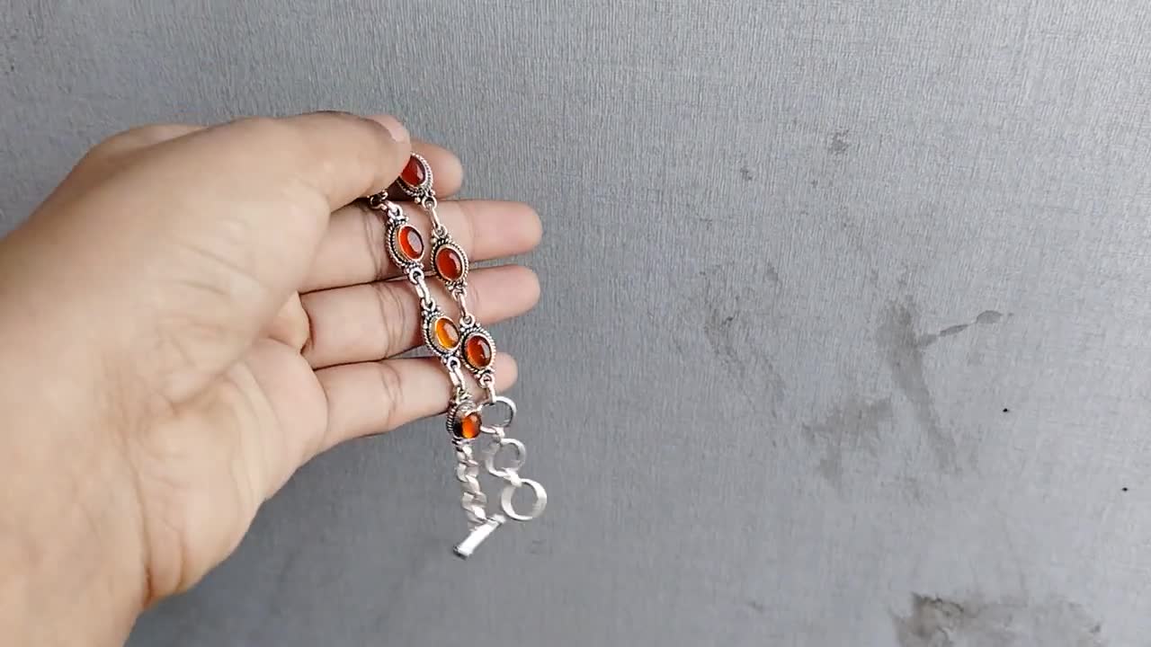 Bracelet en pierre précieuse cornaline naturelle Bracelet fait main en