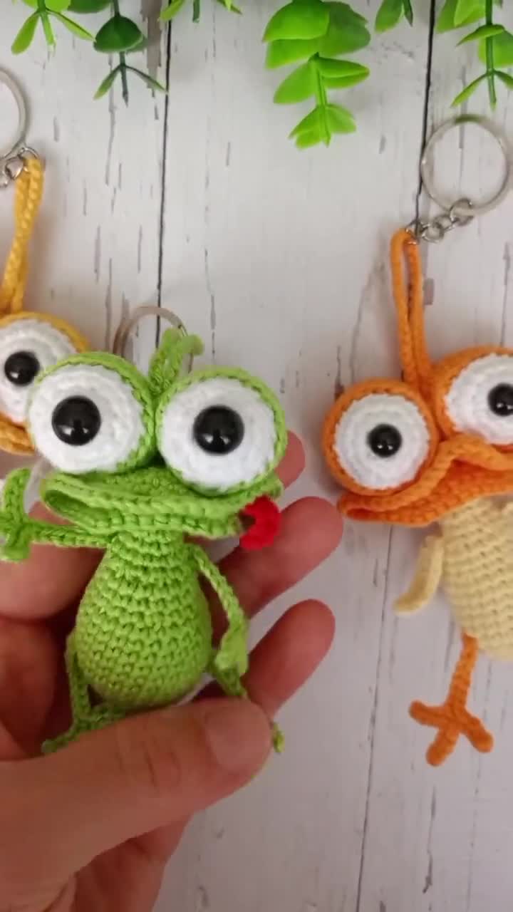 Crochet Frog-chick-rooster Keychain Pattern~amigurumi Crazy Eyes