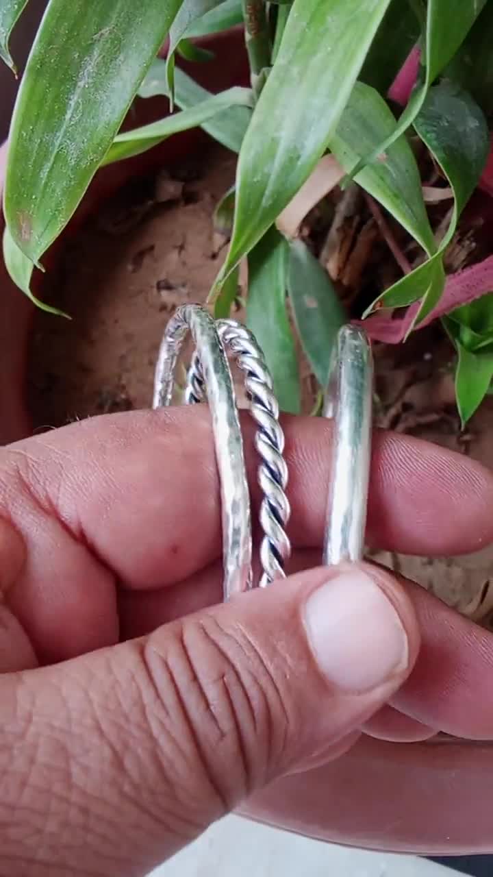Sterling Silver Twisted Bangle Bracelet: Handmade Stacking Jewelry
