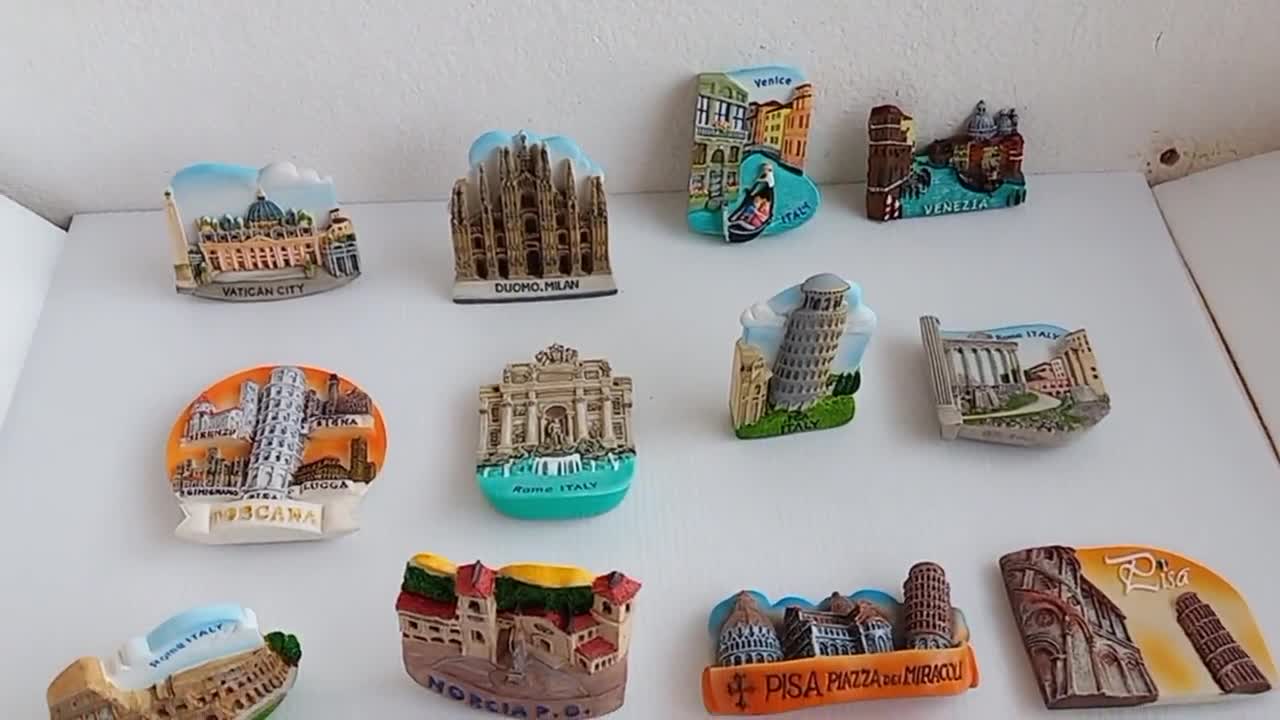 Italy, Lombardy, the Major Lake: magnets in a souvenir shop Stock